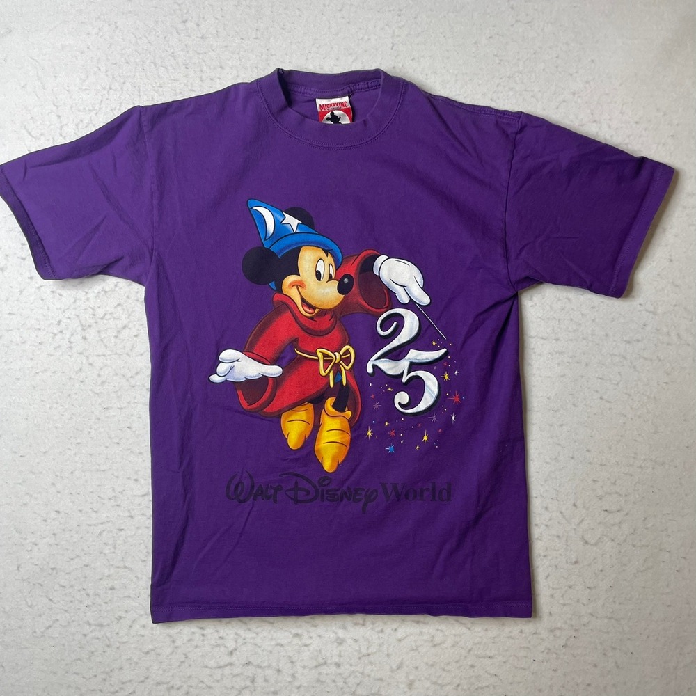 Disney Mickey T Shirt Mens Medium Purple Disney 25th Anniversary‎ Sorcerer USA